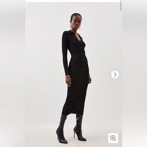 Karen Millen - Premium Drape Knit Collared Dress - Size S